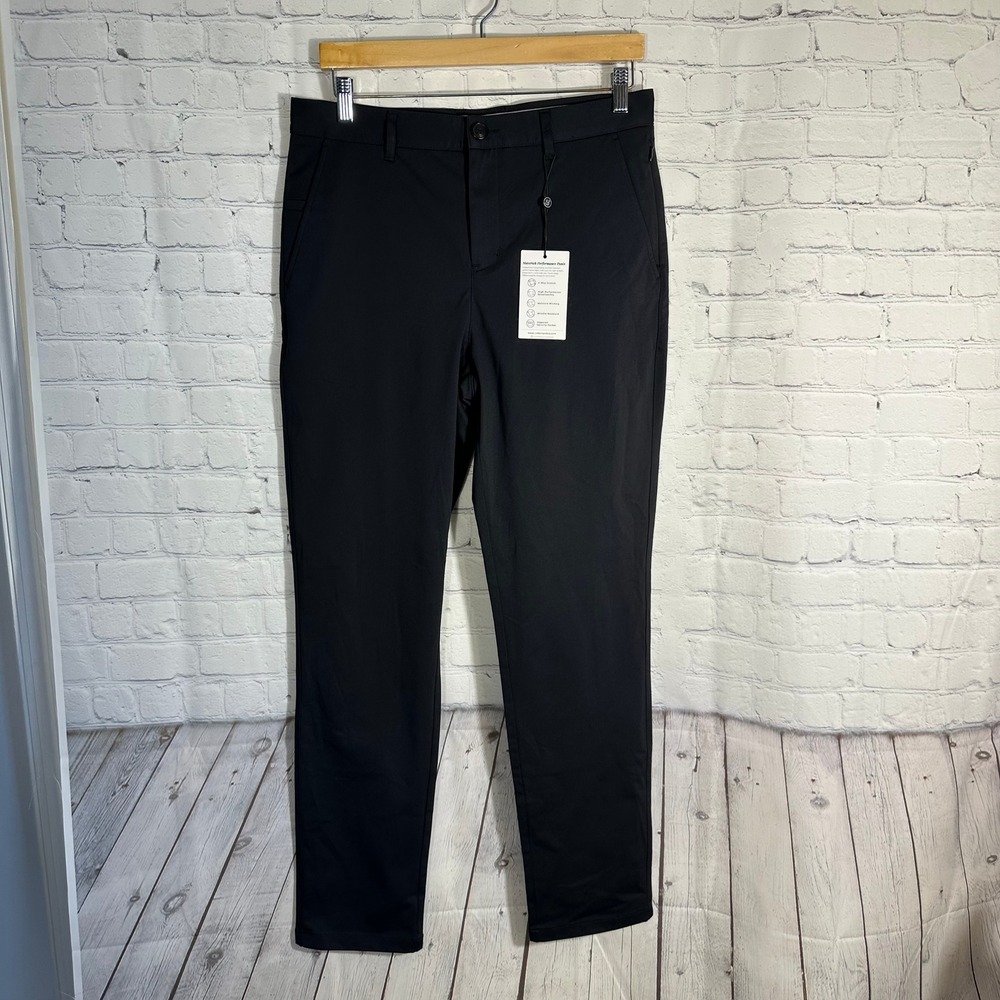 New Collars & Co Maverick Performance Pants Mens 32x30 Black Tailored Fit Tech